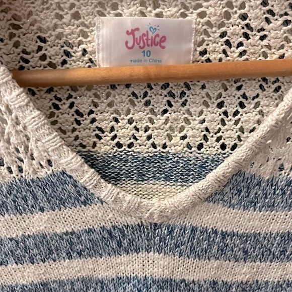 3/$20 😀 JUSTICE Knit striped hoodie sweater - Picture 3 of 5